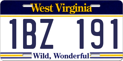 WV license plate 1BZ191
