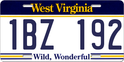 WV license plate 1BZ192