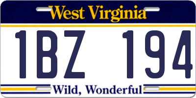 WV license plate 1BZ194