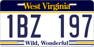 WV license plate 1BZ197