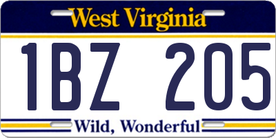 WV license plate 1BZ205