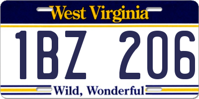WV license plate 1BZ206