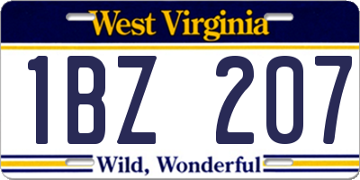 WV license plate 1BZ207