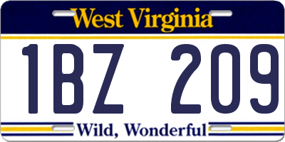 WV license plate 1BZ209