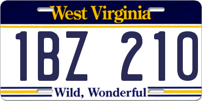 WV license plate 1BZ210