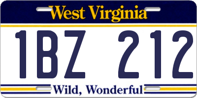 WV license plate 1BZ212