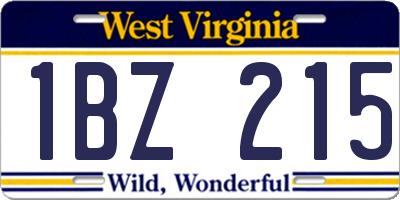 WV license plate 1BZ215
