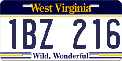 WV license plate 1BZ216