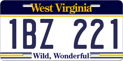 WV license plate 1BZ221