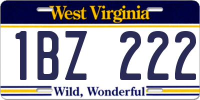 WV license plate 1BZ222