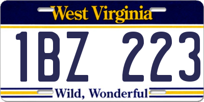 WV license plate 1BZ223