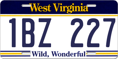 WV license plate 1BZ227