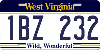 WV license plate 1BZ232