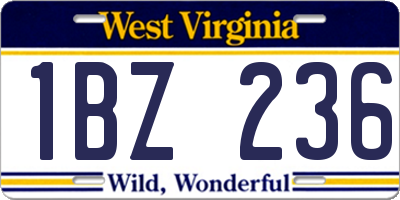 WV license plate 1BZ236