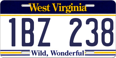 WV license plate 1BZ238