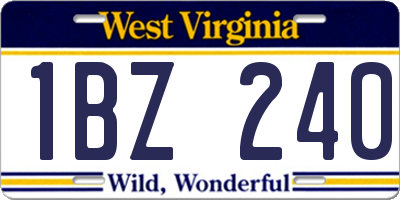 WV license plate 1BZ240