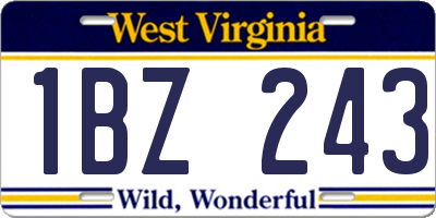 WV license plate 1BZ243