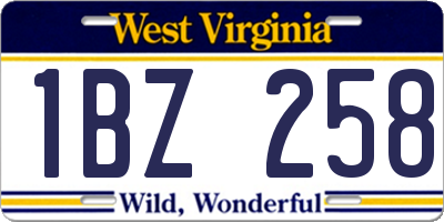 WV license plate 1BZ258