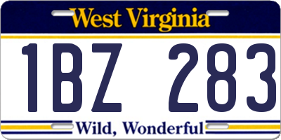 WV license plate 1BZ283