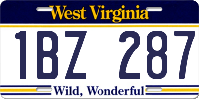 WV license plate 1BZ287