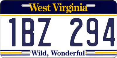 WV license plate 1BZ294