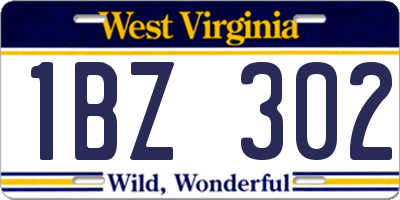WV license plate 1BZ302