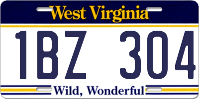 WV license plate 1BZ304