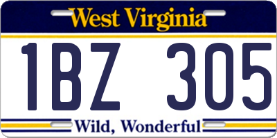 WV license plate 1BZ305