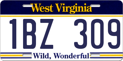 WV license plate 1BZ309