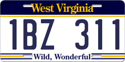WV license plate 1BZ311