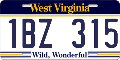 WV license plate 1BZ315