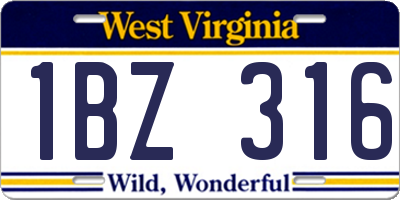 WV license plate 1BZ316