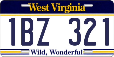 WV license plate 1BZ321