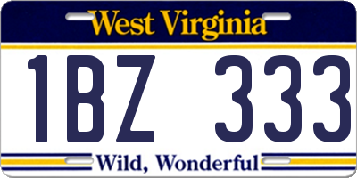 WV license plate 1BZ333