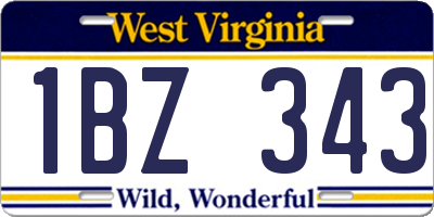 WV license plate 1BZ343