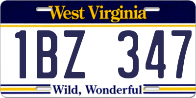 WV license plate 1BZ347
