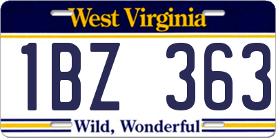 WV license plate 1BZ363