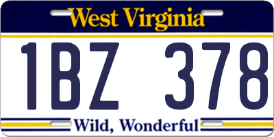 WV license plate 1BZ378