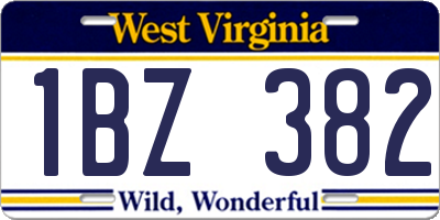 WV license plate 1BZ382