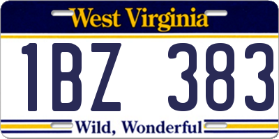 WV license plate 1BZ383