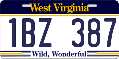 WV license plate 1BZ387