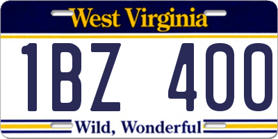 WV license plate 1BZ400