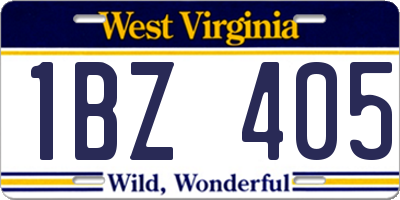 WV license plate 1BZ405