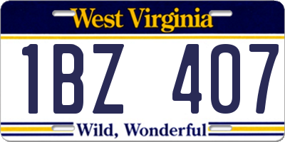 WV license plate 1BZ407