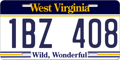 WV license plate 1BZ408