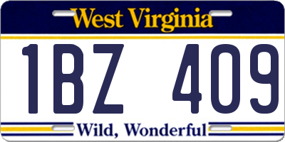 WV license plate 1BZ409