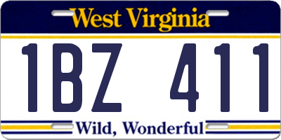 WV license plate 1BZ411