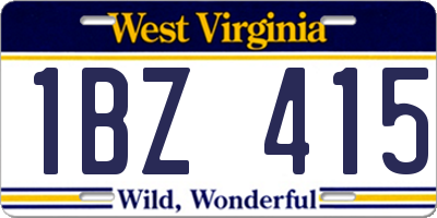 WV license plate 1BZ415