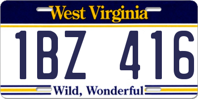 WV license plate 1BZ416