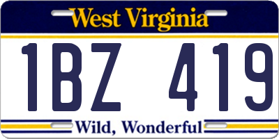 WV license plate 1BZ419